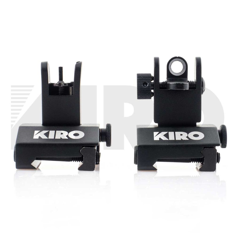 KIRO-Aluminum polymer Front & Rear Flip-Up Backup Sights-Black
