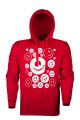 Multiple Smilies Designed hooded Shirt-Red