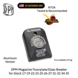 Glock 17/19/22/23/25/26/27/31/32/34/35 Black Aluminum Version DPM Magazine Floorplate/Glass Breaker